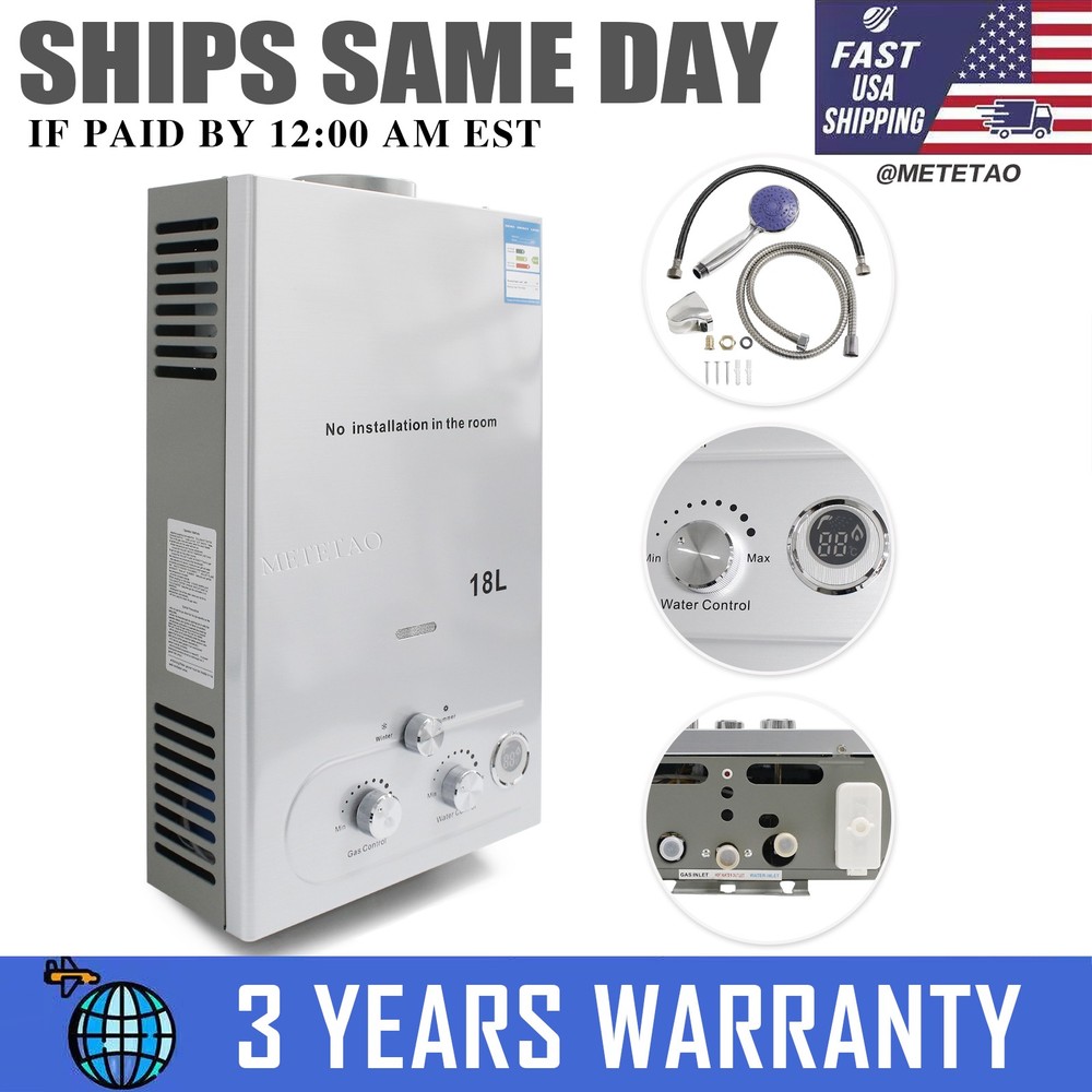 18L 36KW 5GPM LPG Propane Gas Hot Water Heater Tankless On-Demand Instant Boiler