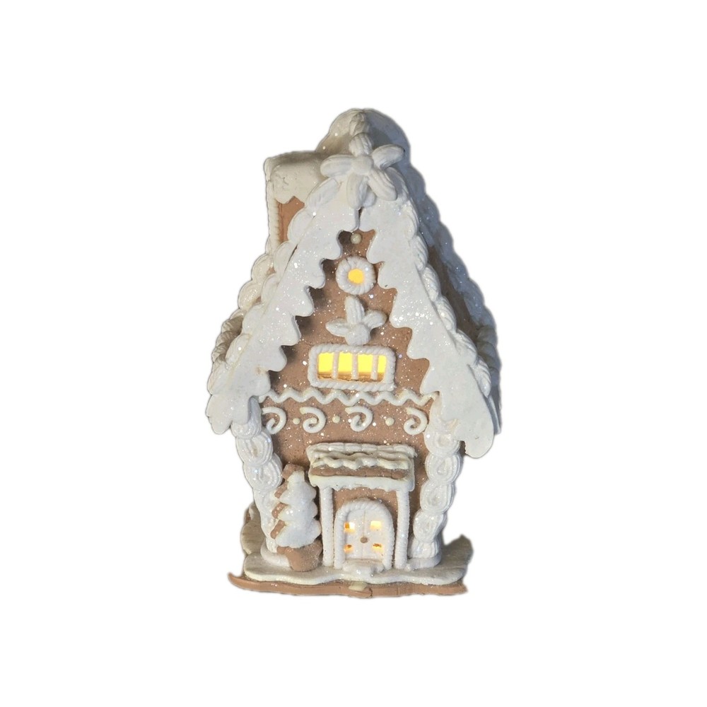 Gingerbread Lace Christmas Cottage - Lights- Elegant!