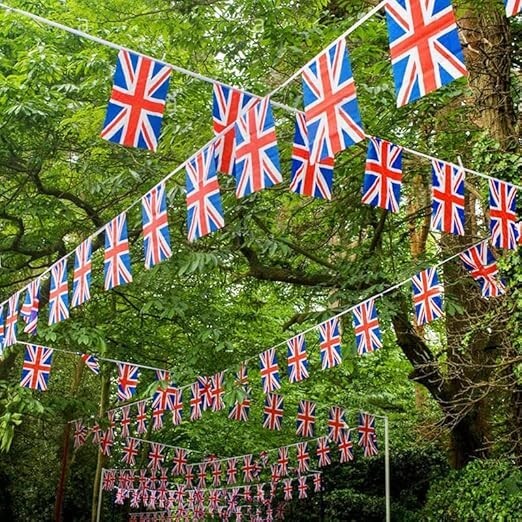 Union Jack Flag Bunting 32.8ft/30pcs British Rectangular Flag Banners String