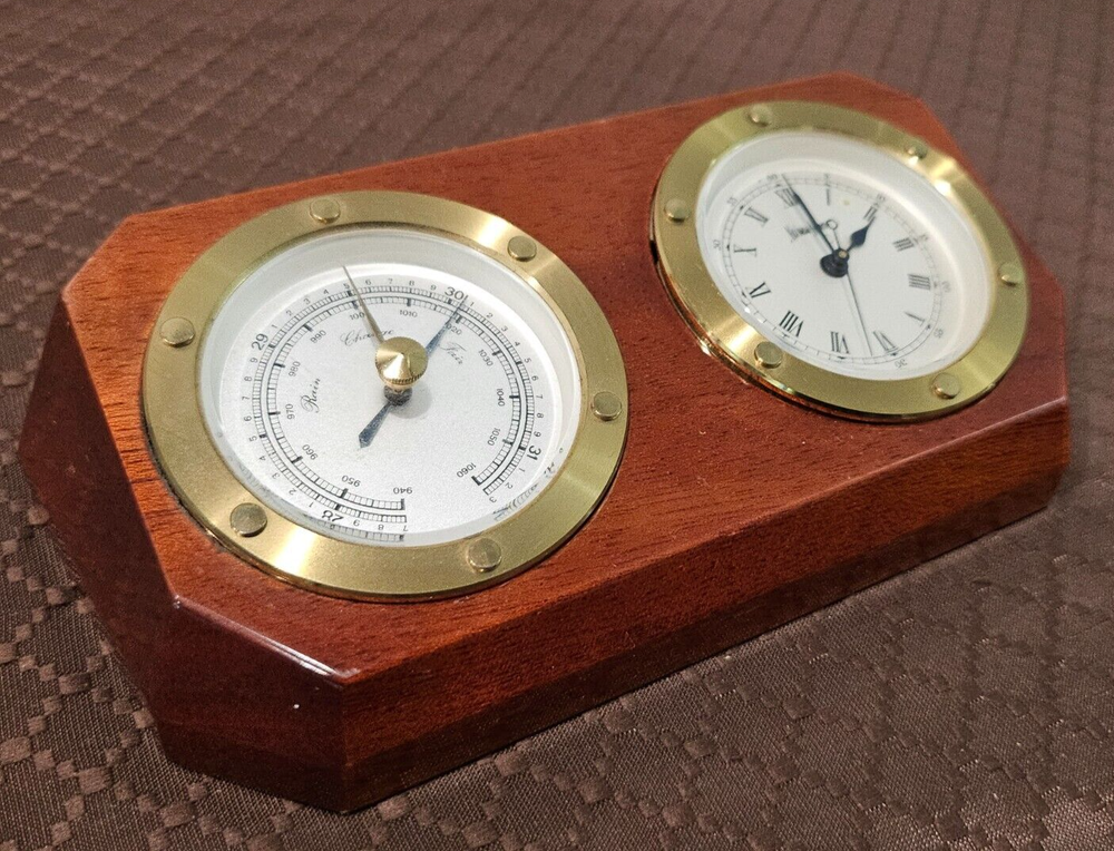Neiman Marcus Desk Clock And Barometer AS-IS