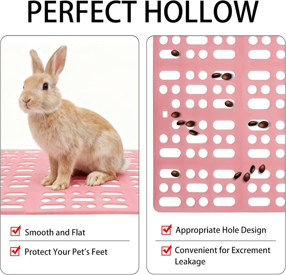 18 Pack Plastic Rabbit Cage Mat Bunny Resting Mats Snap Joint Breathable Small