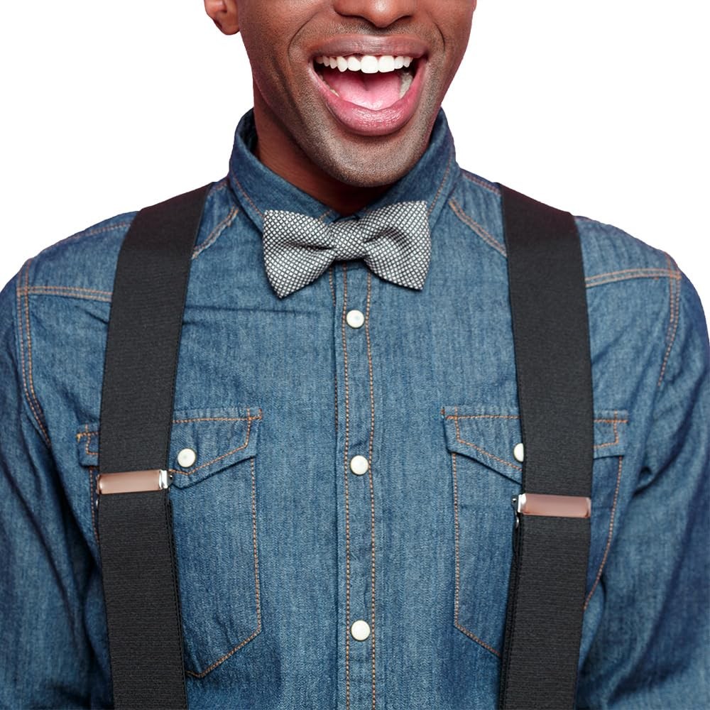 Men's 2" Wide X Shaped Adjustable Button End Suspenders,Extra Safe Braces for...
