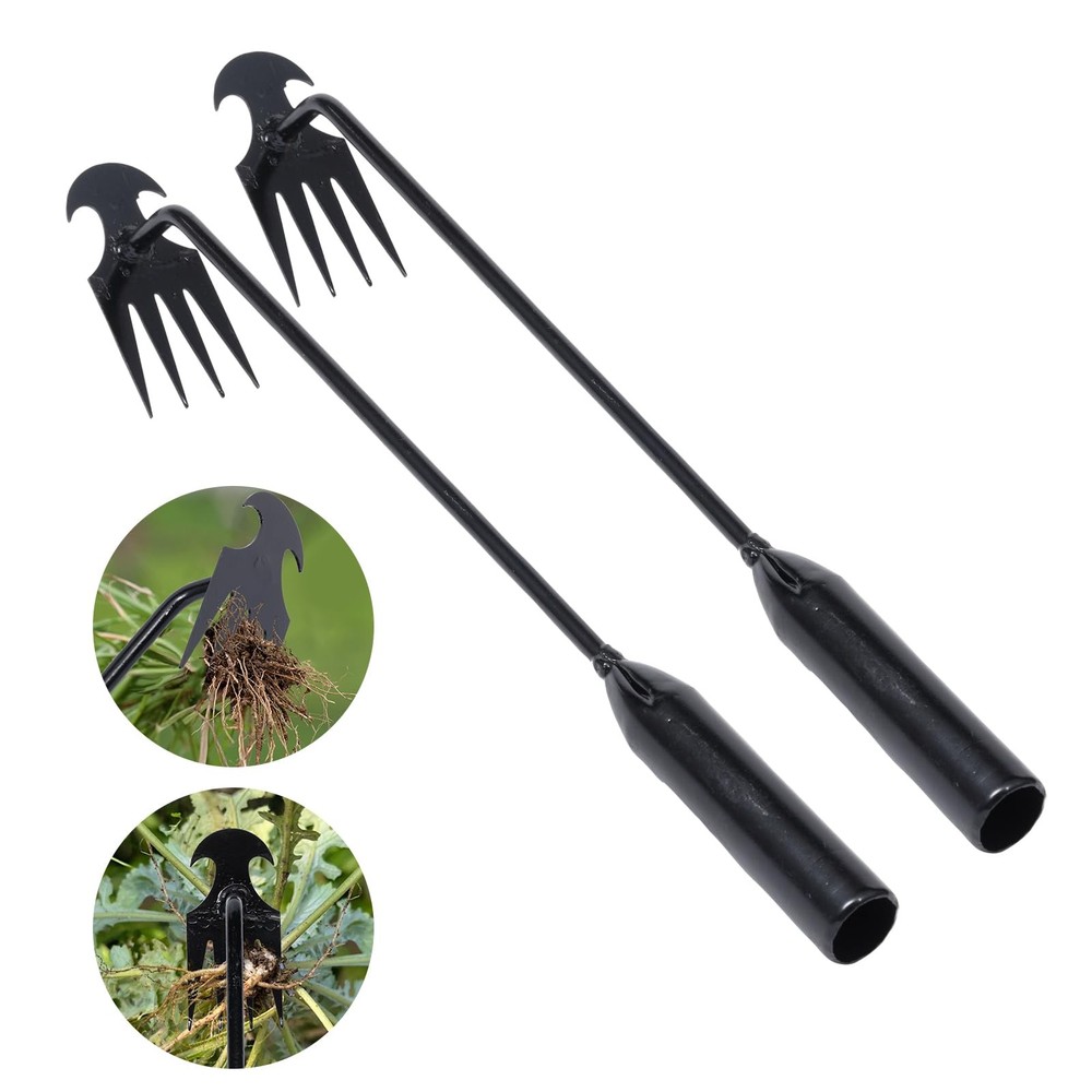 Garden Weed Pulling Tool Uprooting Weeding Tool, 4 Teeth Weed Puller Tool Man...