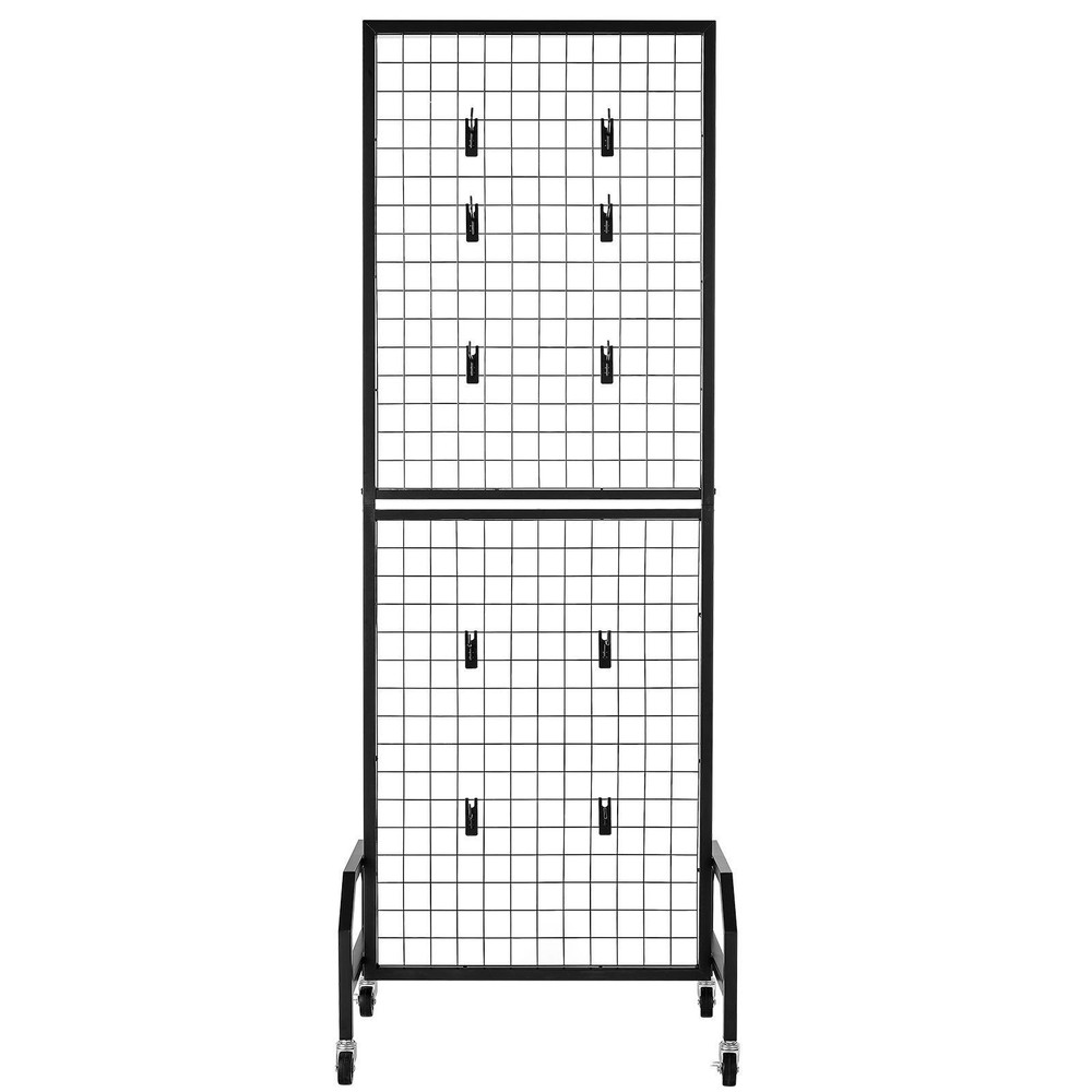 Grid Wall Panel, 1.9 x 5.4 ft Wire Grid Panels Display Rack, Movable Art Display