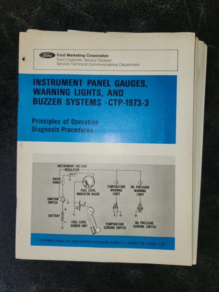 1973 Ford Warning Lights Instrument Panel Training Manual
