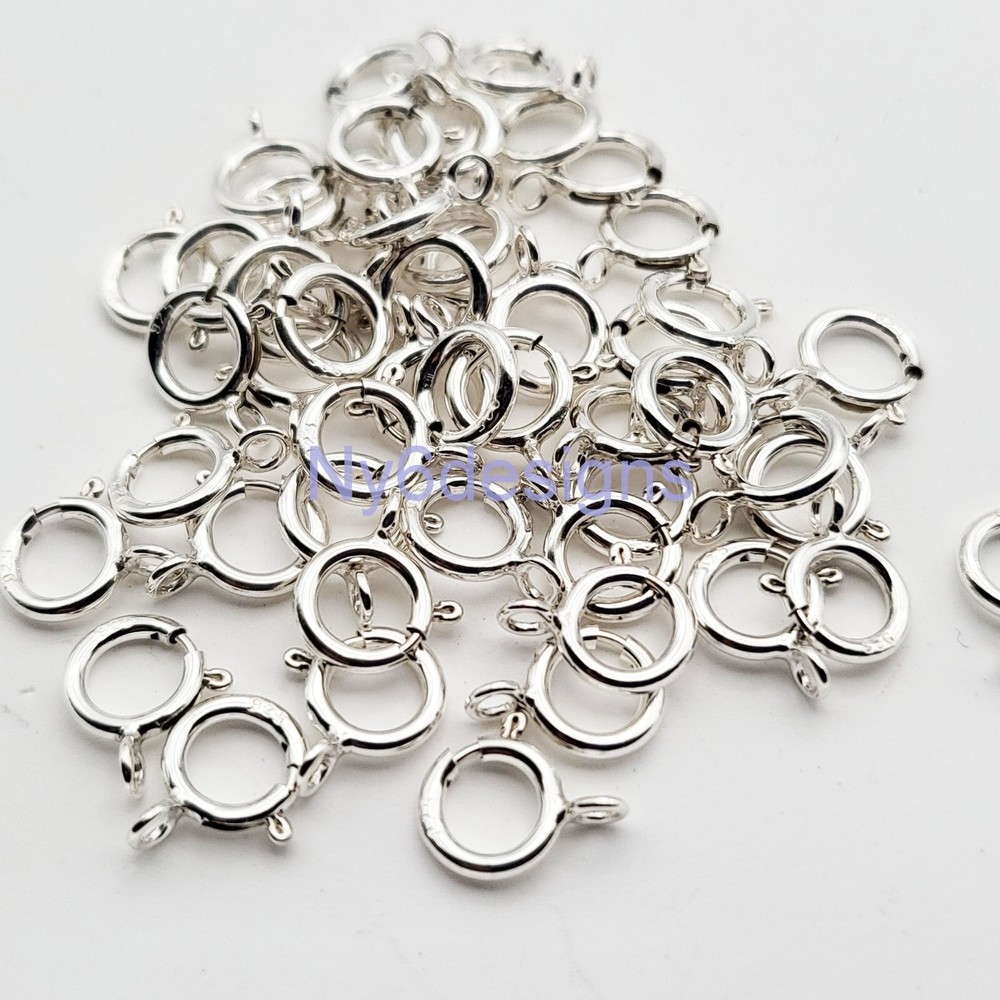Sterling Silver Spring Ring Clasp 5mm/6mm/7mm Open & Closed Ring Finding (5pcs)