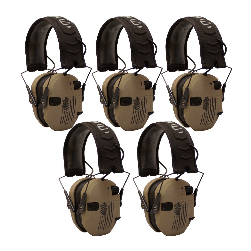 Walkers Razor Shooting Muffs Distressed Flag 5 Pack
