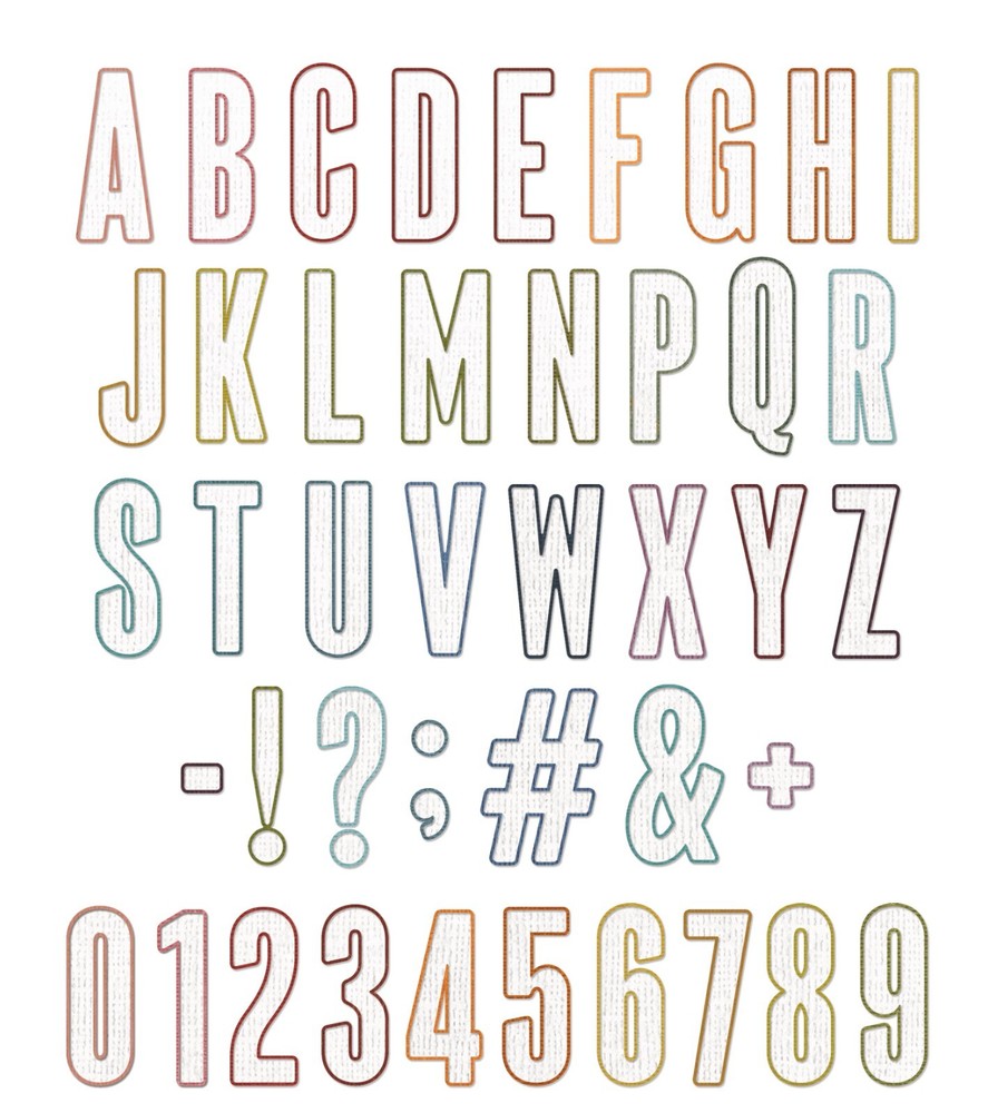 Alphanumeric Bulletin Alphabet Sizzix Thinlits Thin Metal Die Set by Tim Holtz