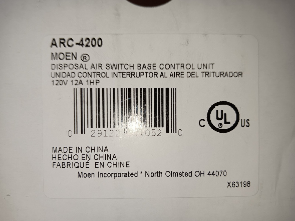 Moen ARC-4200 Disposal Air Switch Base Control Unit