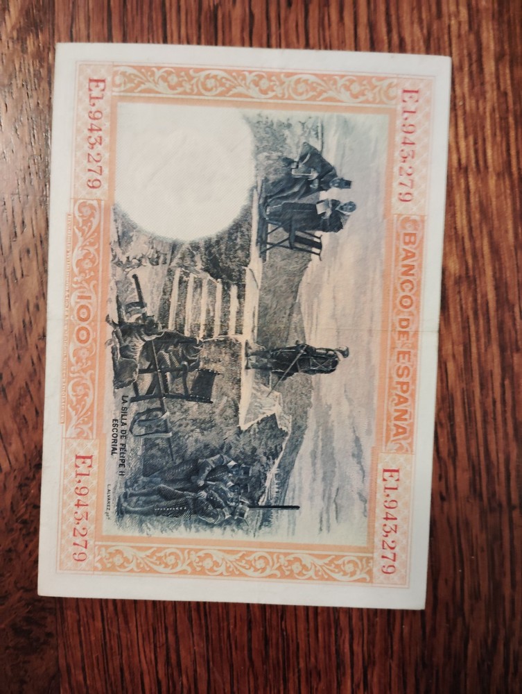 SPAIN _ 100 PESETAS BANKNOTE _ 1925 _ GVF+