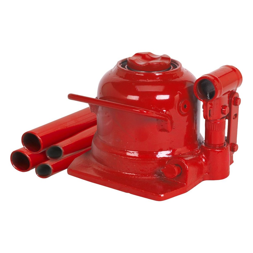 Sealey Bottle Jack 10tonne Low Entry Telescopic Overload Valve 4pc Handle
