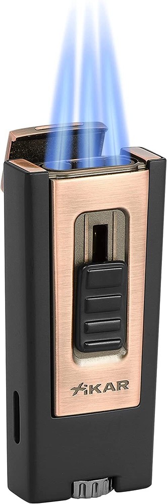 Xikar Trezo Lighter, Inline Triple Jet Flame, Piezo Ignition, Black/Bronze