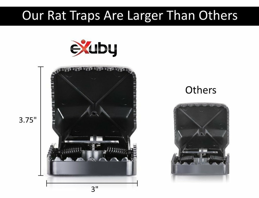Large Powerful Rat Traps (24 Pack) - Kills Instantly with Powerful Steel Spring