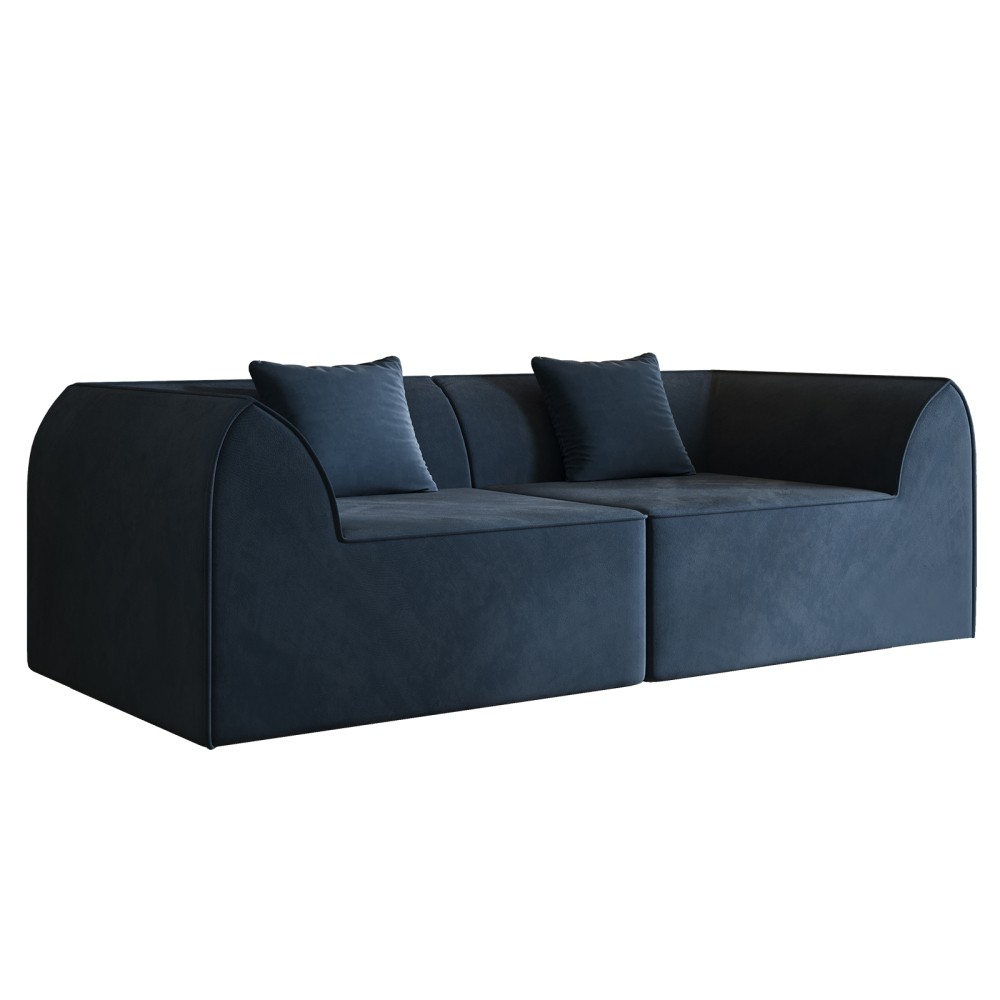 Compressed Memory Foam Sofa w/ Rectangular Pillow 2-Seater Daybed Blue