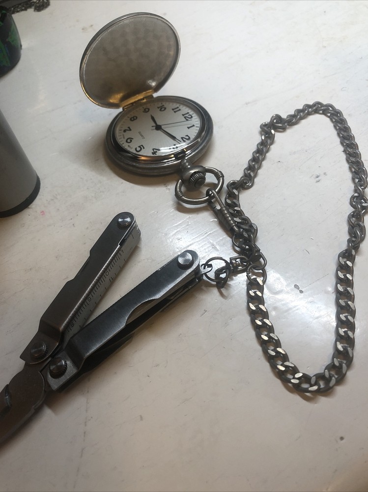 Pocket Watch With Utility Knife Chain