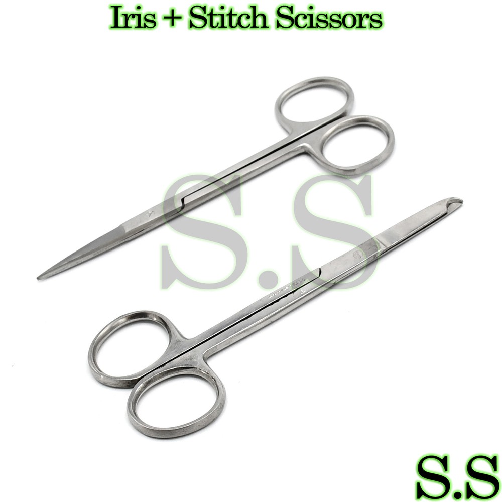 2 Pieces IRIS + STITCH SCISSORS SURGICAL INSTRUMENTS