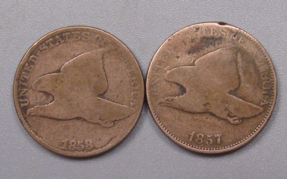 1857 & 1858 LL Flying Eagle Cent Penny. #18