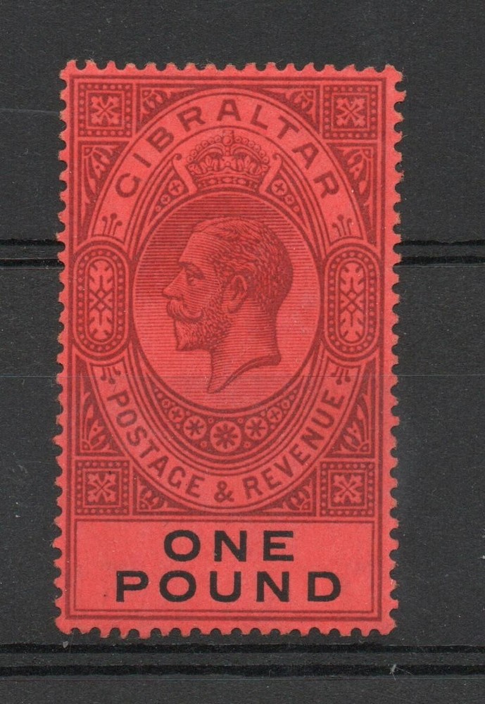 GIBRALTAR SG 85 1912 GV £1 LIGHTLY MOUNTED MINT