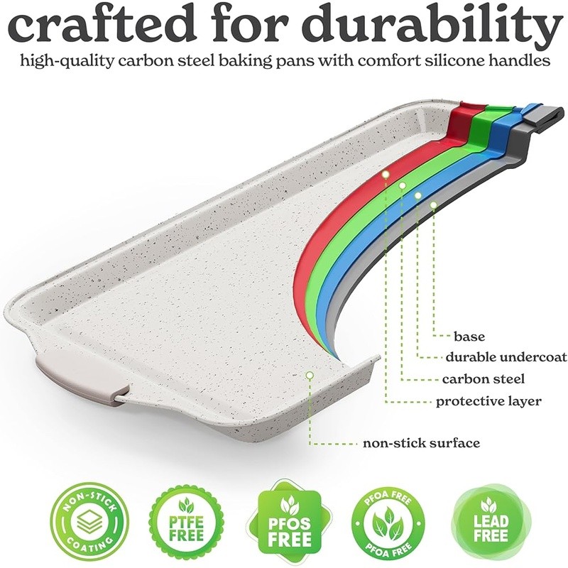 Stackable Non Stick Baking Set 10 Piece Silicone Handles Durable Bakeware Set US