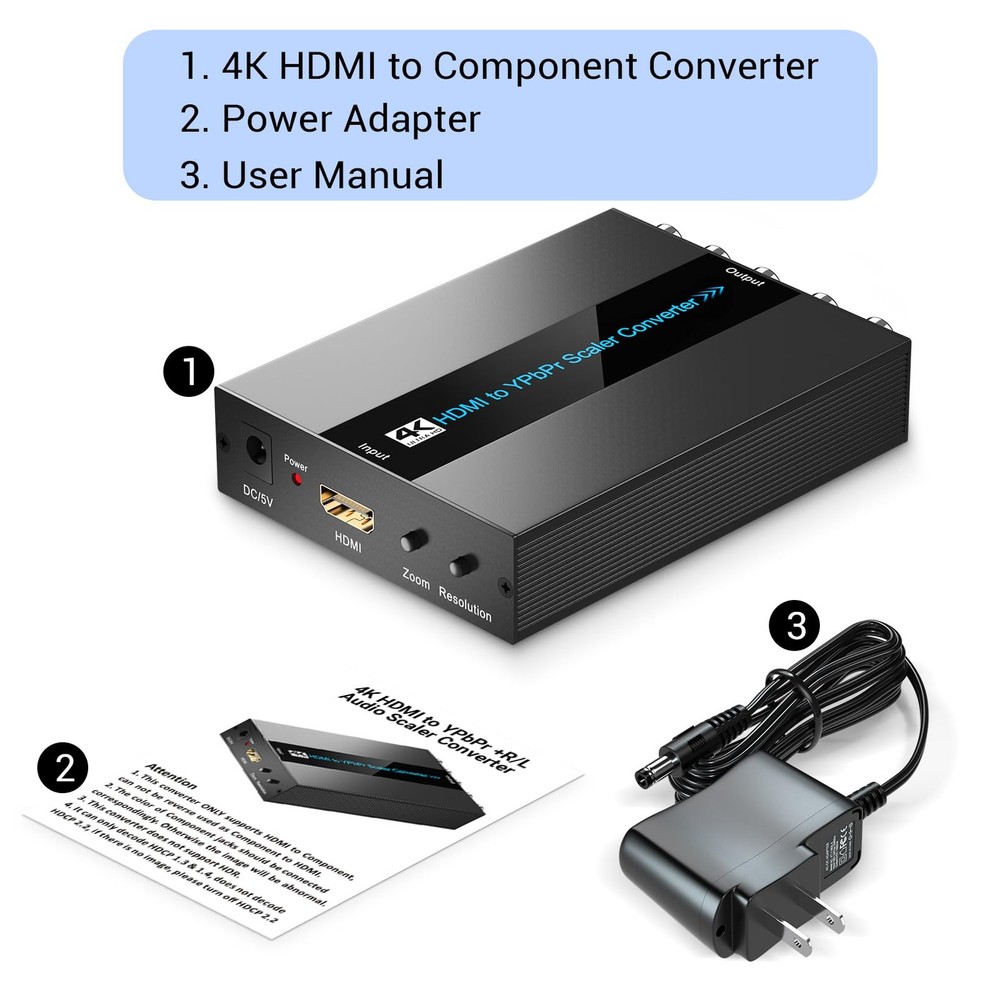 EASYCEL 4K/60Hz HDMI to Component Converter with Scaler 4K