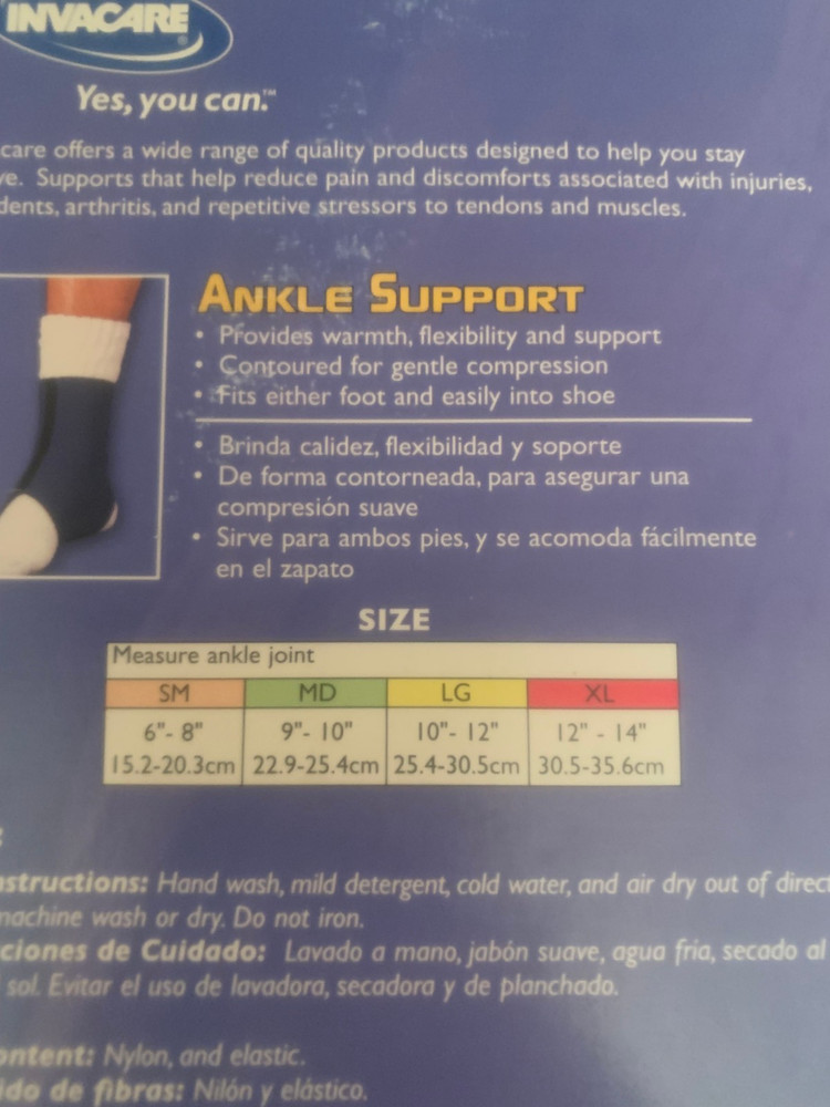 Invacare Ankle Support, Medium, Blue - Bx d5