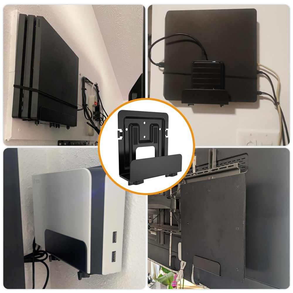 Cable Box Mount, Modem Adjustable Wall Mount Bracket Black