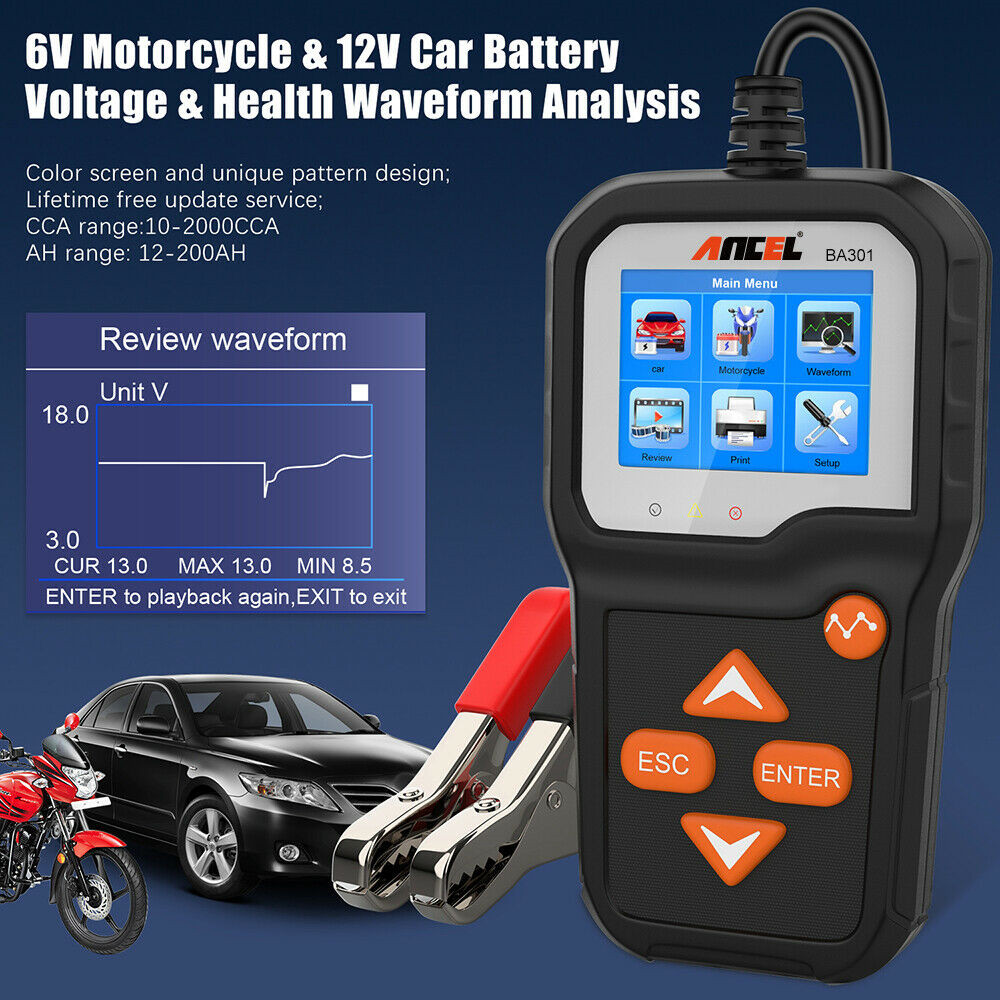 ANCEL BA301 Car Battery Testers Battery Load Cranking Charging Voltage Analyzer