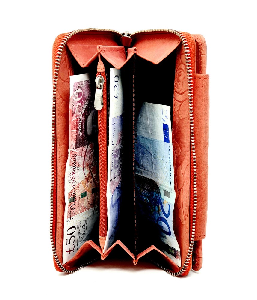 STARHIDE Womens RFID Blocking Embossed Floral Real Distressed Hunter Leather