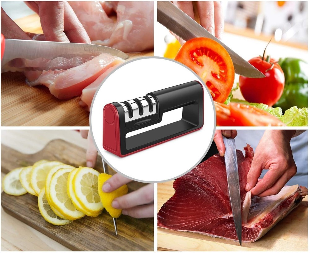 Knife Sharpener Professional Ceramic Tungsten Kitchen Sharpening System 3 Stage