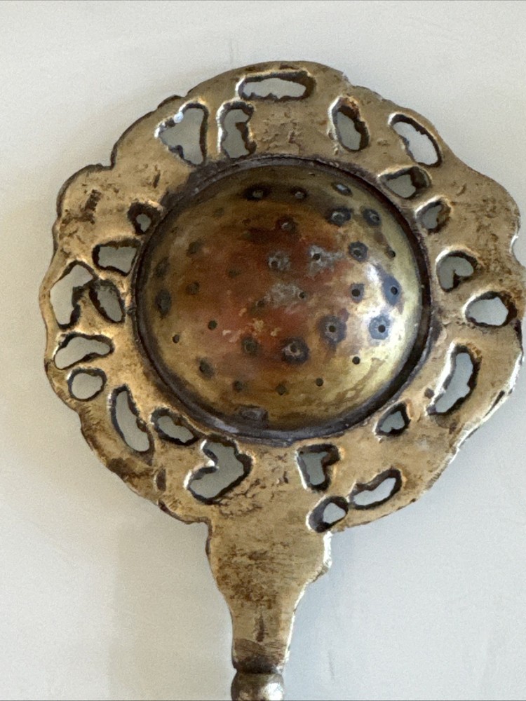 Antique Brass Ornate Tea Strainer