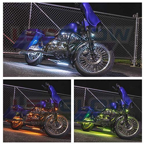 10pc Advanced Million Color LED Motorcycle Accent Underlow Light Kit - 15