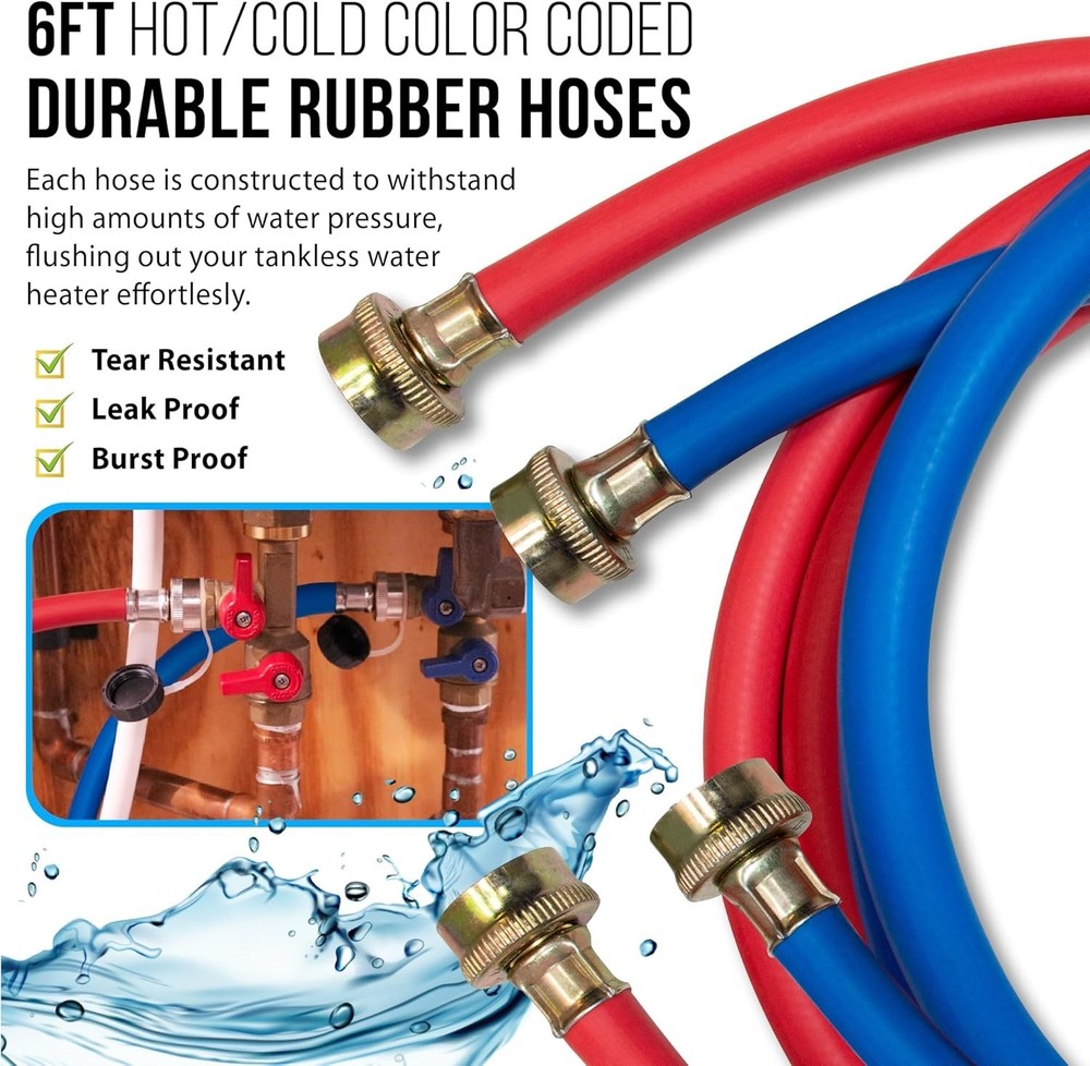 DrainX Tankless Water Heater Flush Kit Includes 4 Quarts Descaling Solution