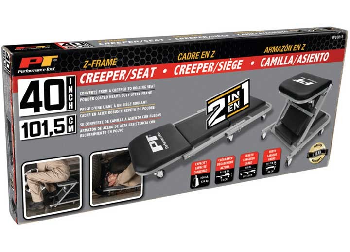 Performance Tool W85018 2-In-1 Z-Frame Folding Creeper, 40", Black