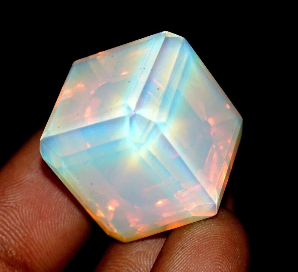 100+ Ct Blue Fire Opal Cube Cut Certified Loose Gemstone