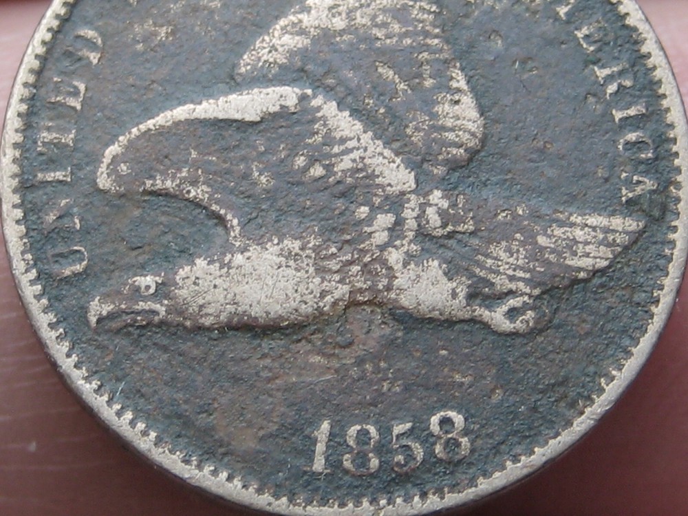 1858 Flying Eagle Penny One Cent- Small Letters, Fine/VF Details