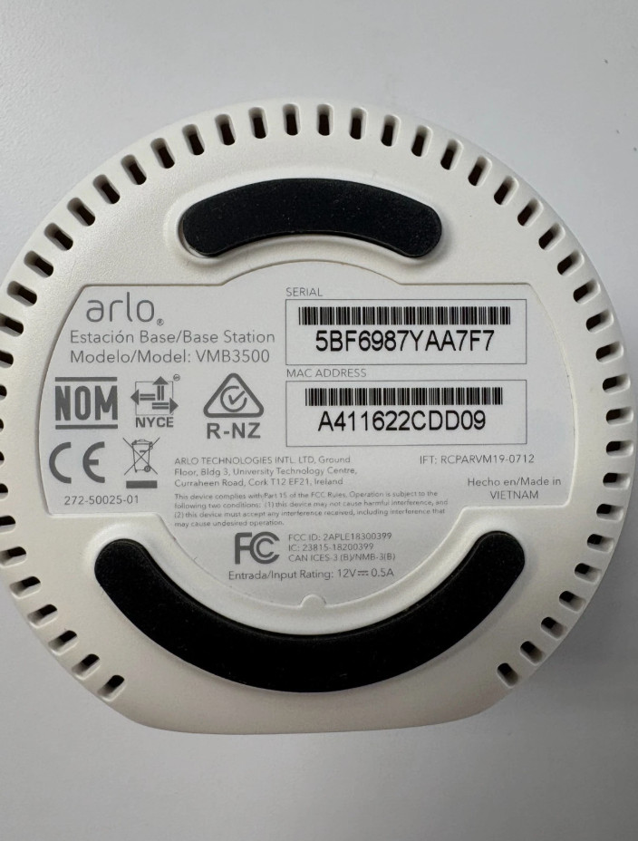 Netgear Arlo VMB3500 Base Station With Cords