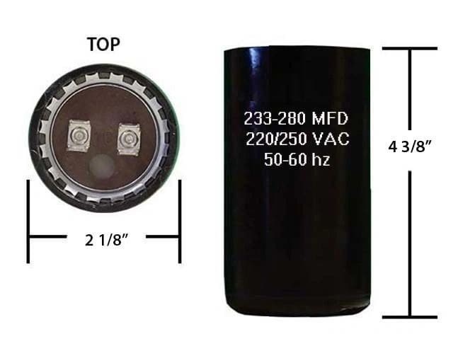 233-280 MFD 250 VAC Motor Start Capacitor