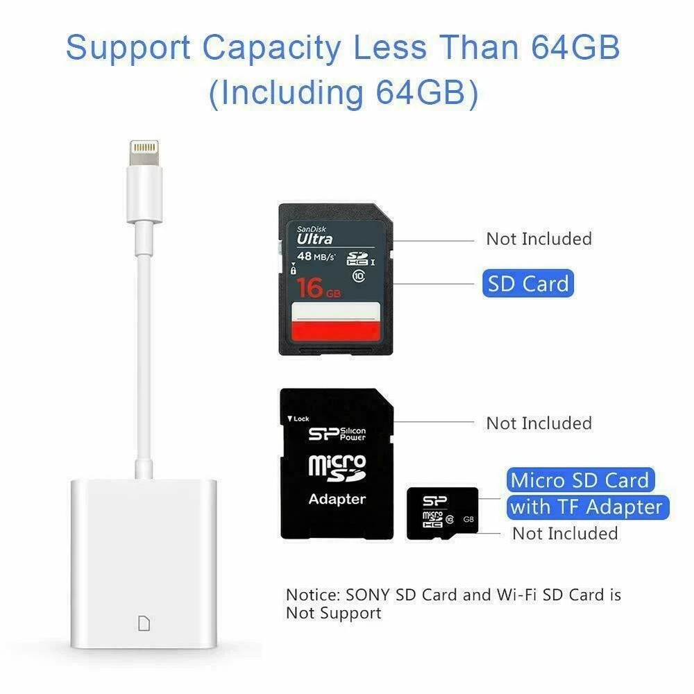 SD Card Reader iPhone/iPad Lightning To SD Card Camera Reader Adapter Converter
