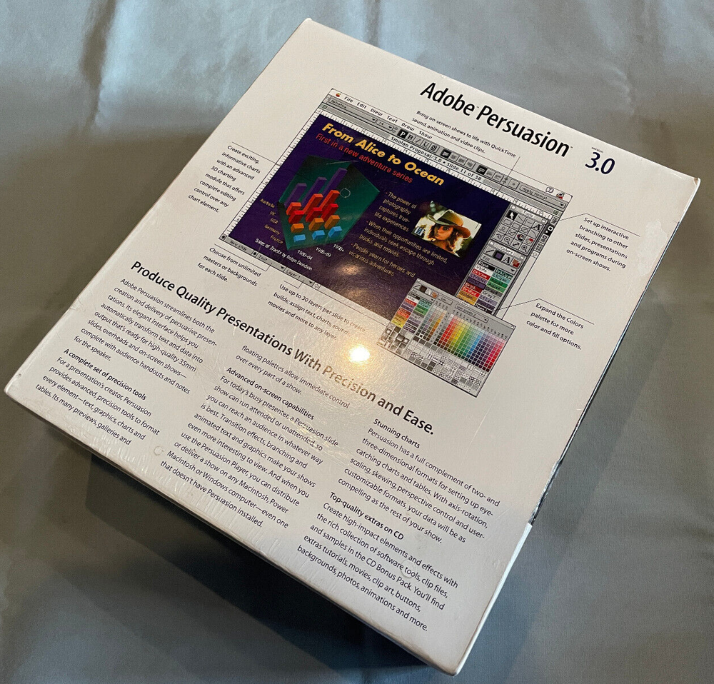 Adobe Persuasion 3.0 Education Version 1995 Macintosh Mac Computer Software NIB!