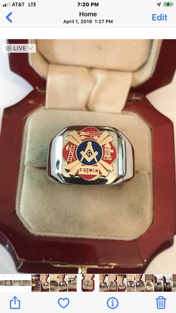 New Men’s Heavy Solid Stainless Steel  “Mason’s Firemans” Ring