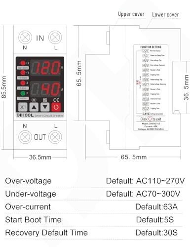 Adjustable Voltage Protector 110V 220V, Low/High Voltage Cutoff and
