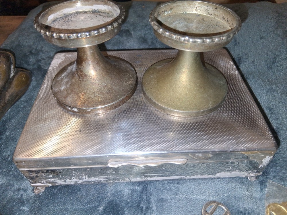 Silver Plated 1970s ? Box, Candle Holders