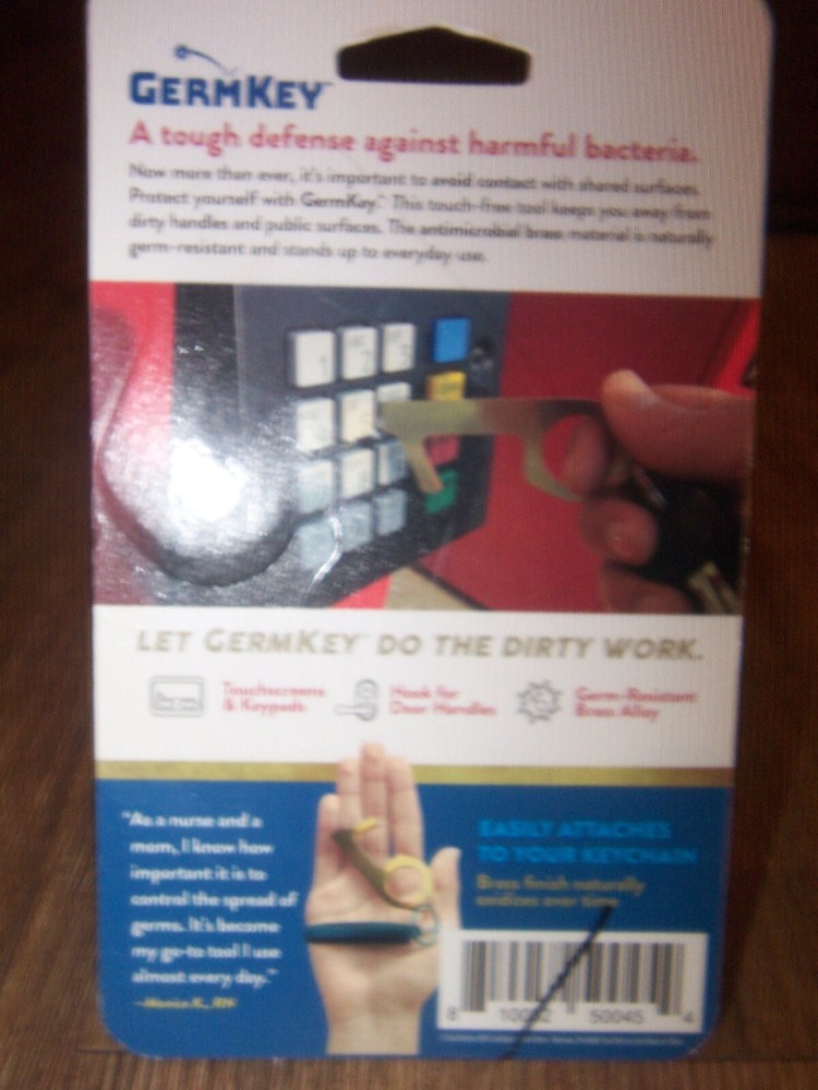 NEW 2x Germ Key Solid Brass Antimicrobial Touch Tool Door Handle Buttons Screens