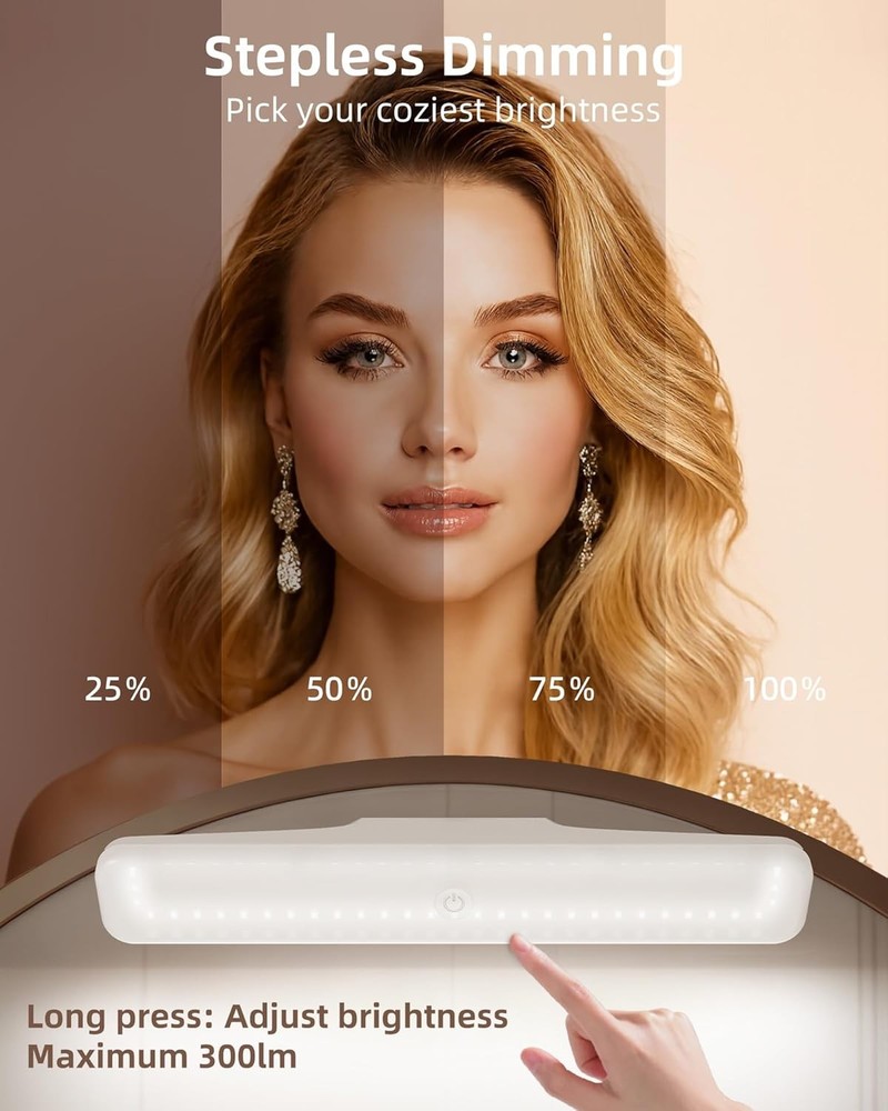 2 Pack Wireless Makeup Light, Rechargeable Vanity Lights for Mirror with 3 Color
