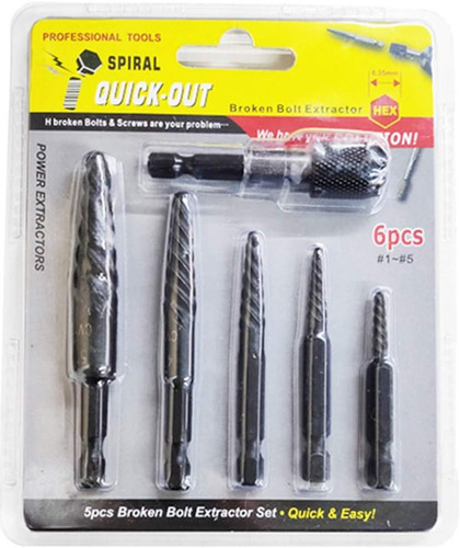 NORTOOLS 6 PCS Broken stud extractor kit Damaged onesize, 6 Pcs-coarse Thread