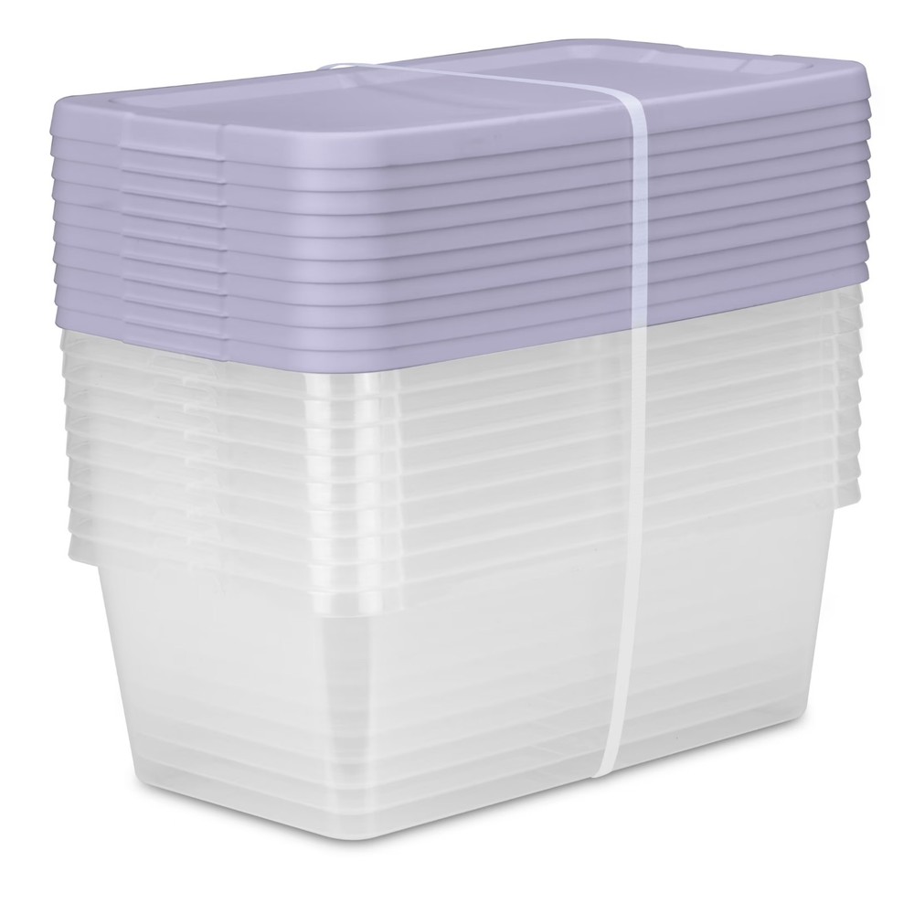 Sterilite 6 Qt Clear Storage Bin, Snap-on White Lid, 10-Pack, Stackable Plastic