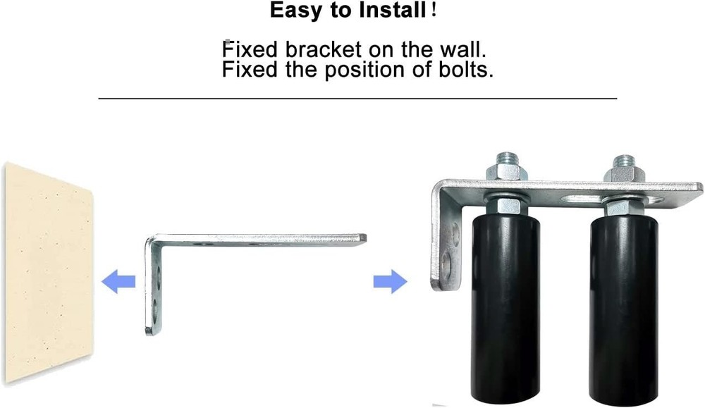 Stainless Steel L Bracket with Nylon Rollers - 4" Adjustable Slide Gate Support