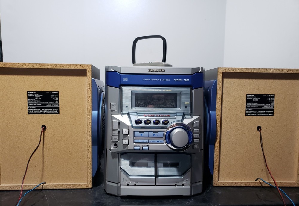 SHARP Mini Component Shelf System - CD-BA300 - Tested, Dual Sided Speakers, READ