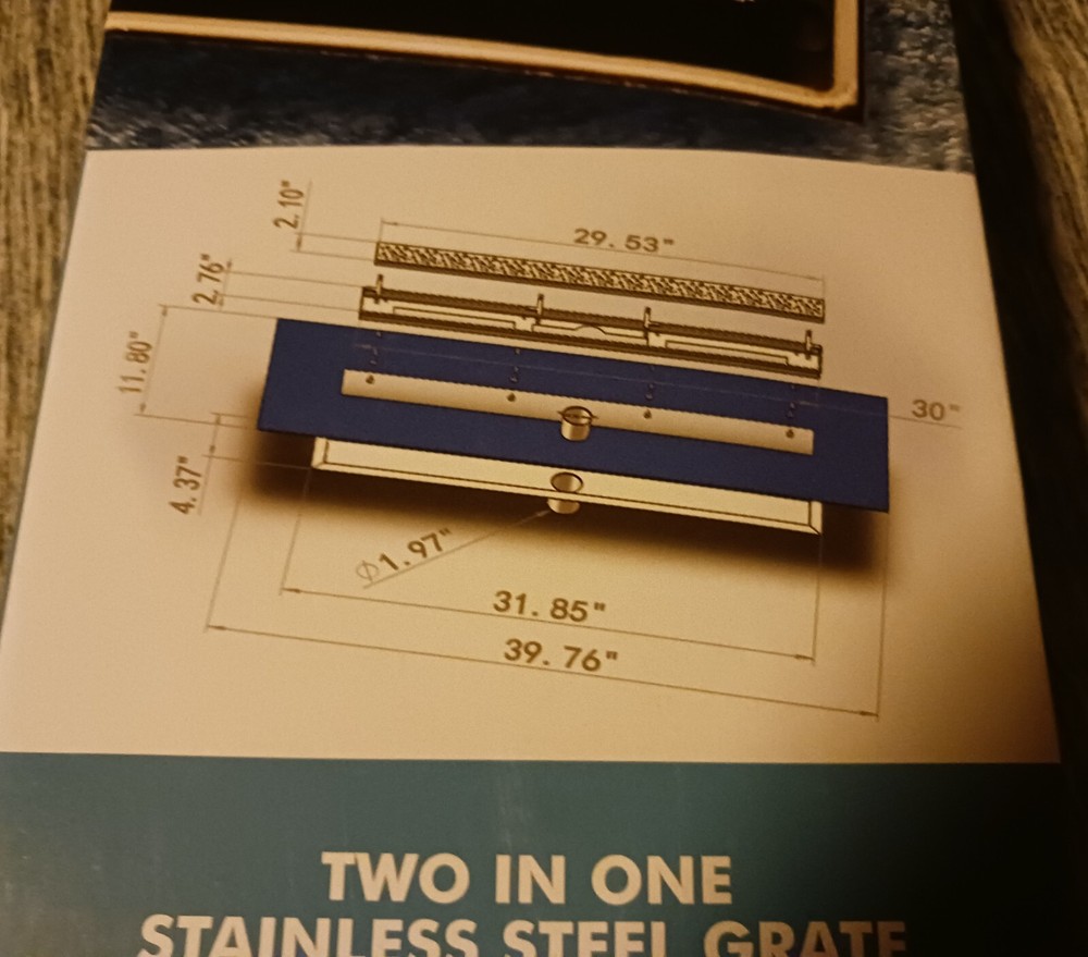 2 in 1 30in Chrome Linear Shower Drain Tile Insert