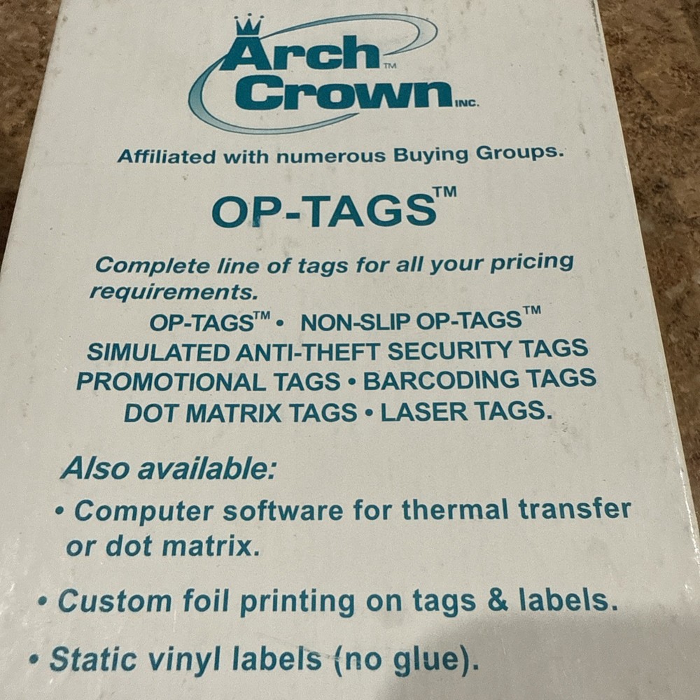 Arch Crown Style 809 OP-TAGS FOR EYEGLASSES White Open box